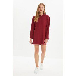 Trendyol Claret Red Hooded Knitted Dress