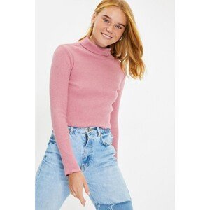 Trendyol Dried Rose Turtleneck Crop Fake Knitted Knitted Blouse