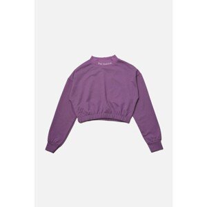 Trendyol Lilac Stand Up Collar Embroidered Crop Slim Knitted Sweatshirt