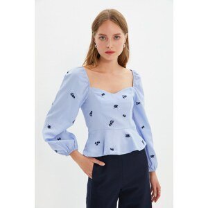 Trendyol Blue Embroidered Blouse