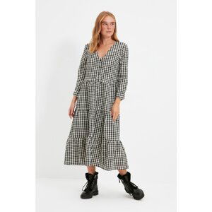 Trendyol Black Wide Cut Check Shirt Dress