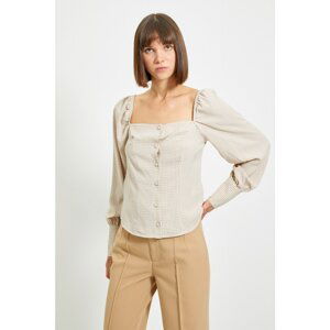 Trendyol Beige Square Collar Blouse