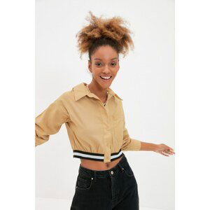 Trendyol Camel Crop Shirt