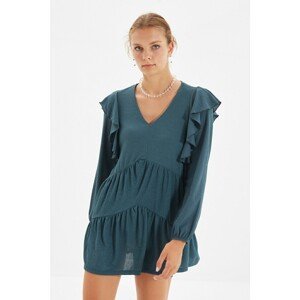 Trendyol Petrol Stitch Detailed Knitted Dress