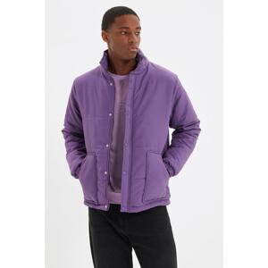 Trendyol Purple Men's Standing Collar Snap Closure Big Pocket Coat