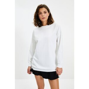Trendyol Ecru Wear Detail Oversized Thin Knitted Thin Sweatshirt