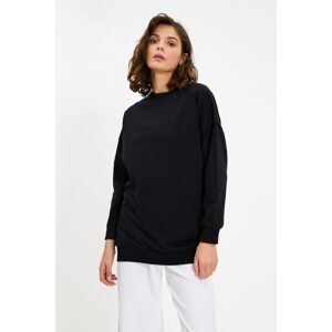 Trendyol Black Wear Detail Oversize Thin Knitted Thin Sweatshirt