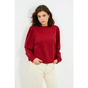 Trendyol Claret Red Balloon Sleeve Basic Knitted Sweatshirt