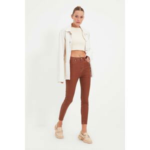 Trendyol Brown High Waist Skinny Jeans