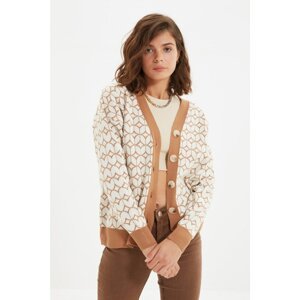 Trendyol Camel Jacquard Knitwear Cardigan