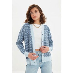 Trendyol Indigo Jacquard Knitwear Cardigan