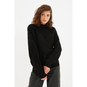 Trendyol Black Straight Collar Knitwear Sweater
