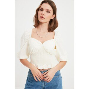 Trendyol Beige Petite Frill Blouse