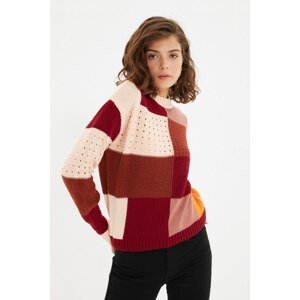 Trendyol Powder Color Block Crew Neck Knitwear Sweater