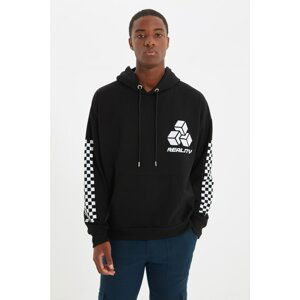 Trendyol Black Men's Oversize Hoodie Sweatshirt