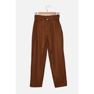 Trendyol Brown Petite Lacing Detail Trousers