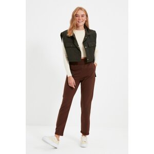 Trendyol Brown Double Leg Straight Thin, Knitted Sweatpants