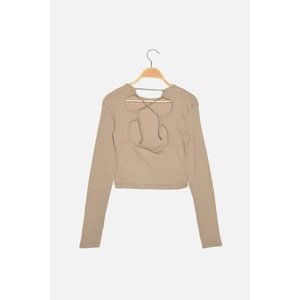 Trendyol Stone Back Tie Detailed Knitted Blouse
