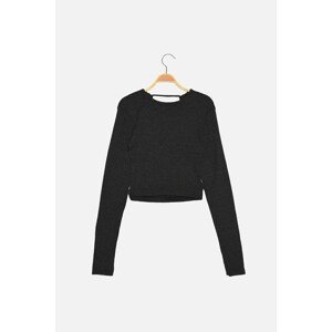 Trendyol Anthracite Back Tie Detailed Knitted Blouse