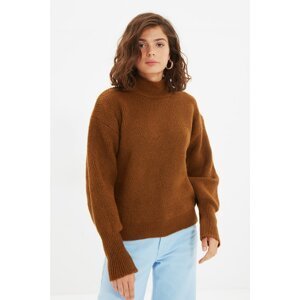 Trendyol Cinnamon Knit Detail Stand Up Collar Knitwear Sweater