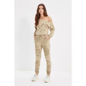 Trendyol Light Khaki Batik Pattern Basic Jogger Knitted Thin Sweatpants