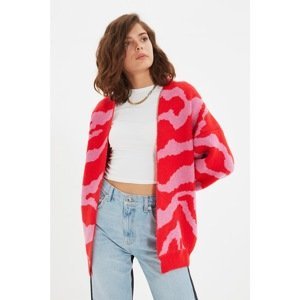 Trendyol Red Jacquard Knitwear Cardigan