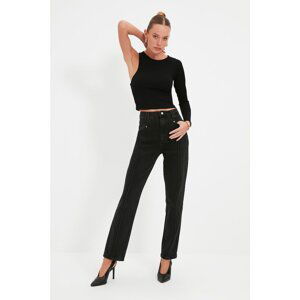 Trendyol Black Stitch Detail High Waist Bootcut Jeans