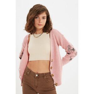 Trendyol Pink Embroidery Detailed Knitwear Cardigan