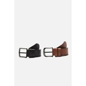 Trendyol Black-Tain Men's 2-Pack Faux Leather Belt Belt
