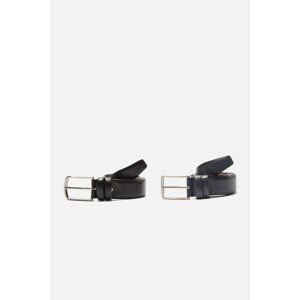 Trendyol Black-Navy Blue Men's 2-Pack Faux Leather Belt Belt