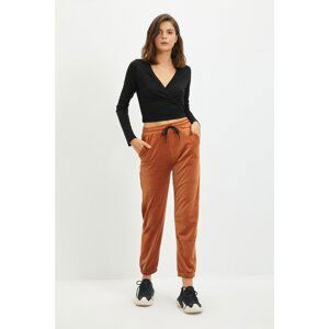 Trendyol Camel Velvet Basic Jogger Knitted Sweatpants