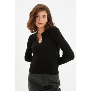 Trendyol Black Polo Neck Detailed Knitwear Sweater