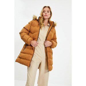 Trendyol Camel Fur Hooded Inflatable Coat