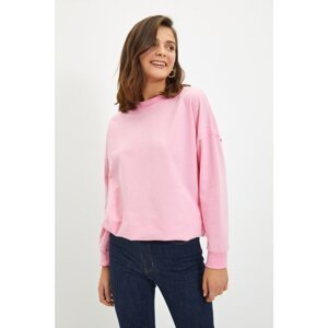 Trendyol Pink Wear Detail Oversize Thin Knitted Thin Sweatshirt