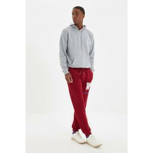 Trendyol Claret Red Men Regular Fit Elastic Oaca Embroidered Sweatpants