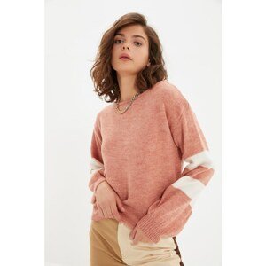 Trendyol Salmon Color Block Knitwear Sweater