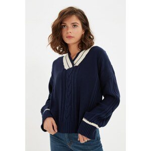 Trendyol Navy Blue Knitted Detailed Knitwear Sweater