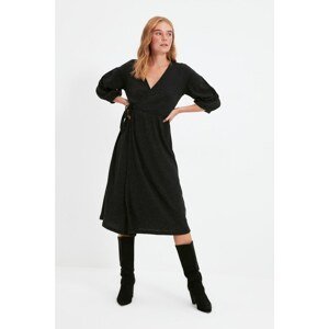 Trendyol Black Double Breasted Fake Sweater Knitted Dress