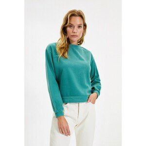 Trendyol Dark Mint Back Detailed Basic Knitted Sweatshirt