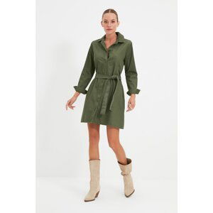 Trendyol Khaki Belted Denim Dress