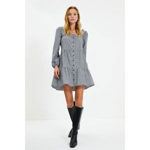 Trendyol Black Ruffle Checked Shirt Dress