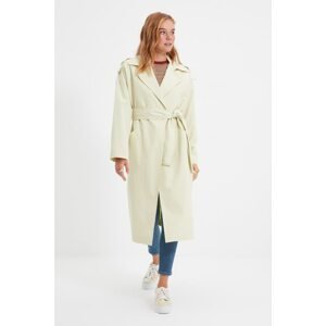 Trendyol Mint Belted Epaulette Detailed Oversize Long Trench Coat