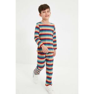 Trendyol Multi Color Striped Boy Knitted Pajamas Set