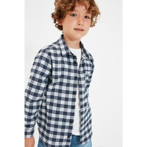 Trendyol Navy Blue Plaid Boy Knitted Shirt