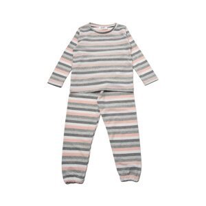 Trendyol Gray Striped Girl Knitted Pajamas Set