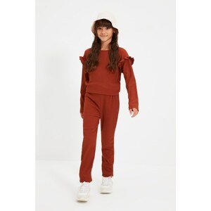 Trendyol Tile Frill Detailed Girl Knitted Bottom-Top Set