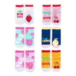 Yoclub Kids's Cotton Baby Girls' Socks Anti Slip ABS Patterns Colors 6-pack SK-21/ABS/6PAK/GIR/001