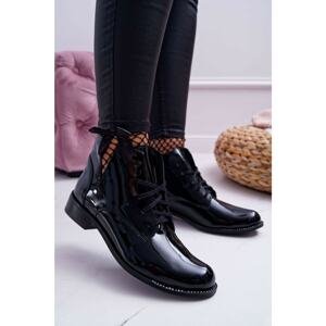 Women’s Flat Boots Lacquered Black Nicole 2420