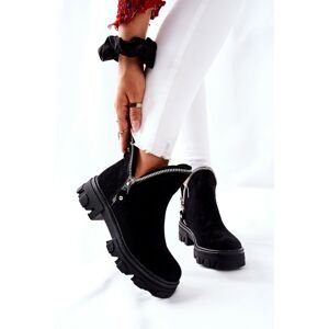 Women’s Suede Boots With Zippers Black Rhythm