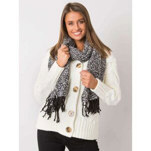 Black and white women's scarf with fringes